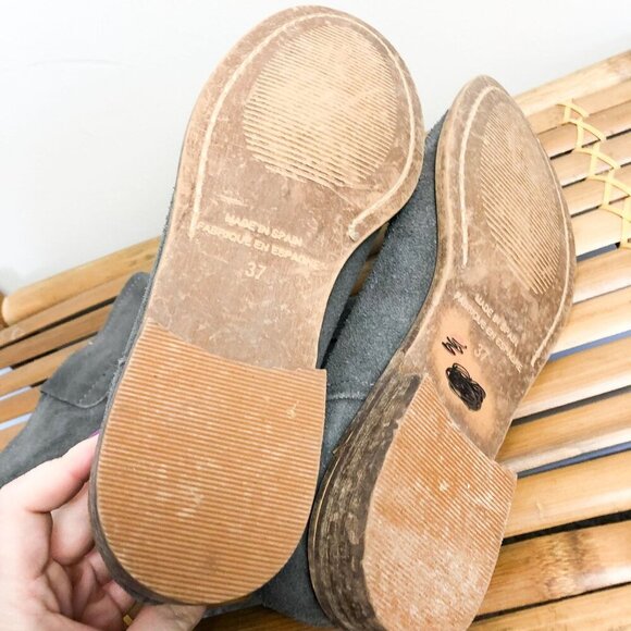 Jeffrey Campbell Gray Suede Mid Calf Booties 37 Low Heel Womens - Picture 7 of 8